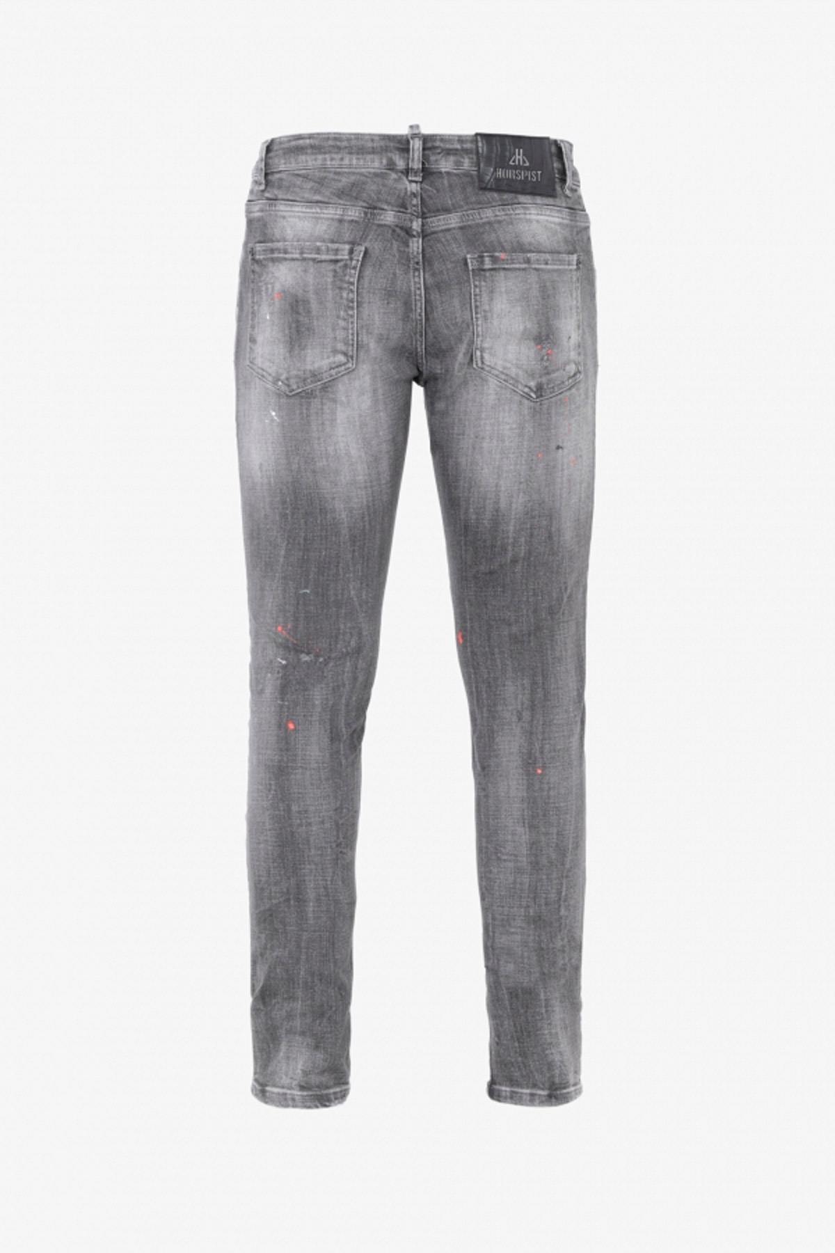 Gray worn effect slim fit jeans - Image n°2