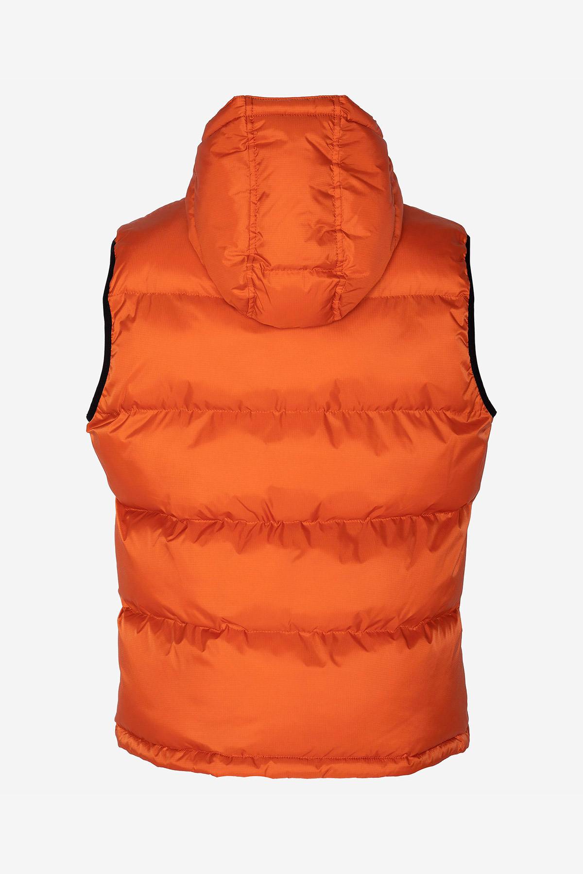 Orange sleeveless nylon down jacket - Image n°2