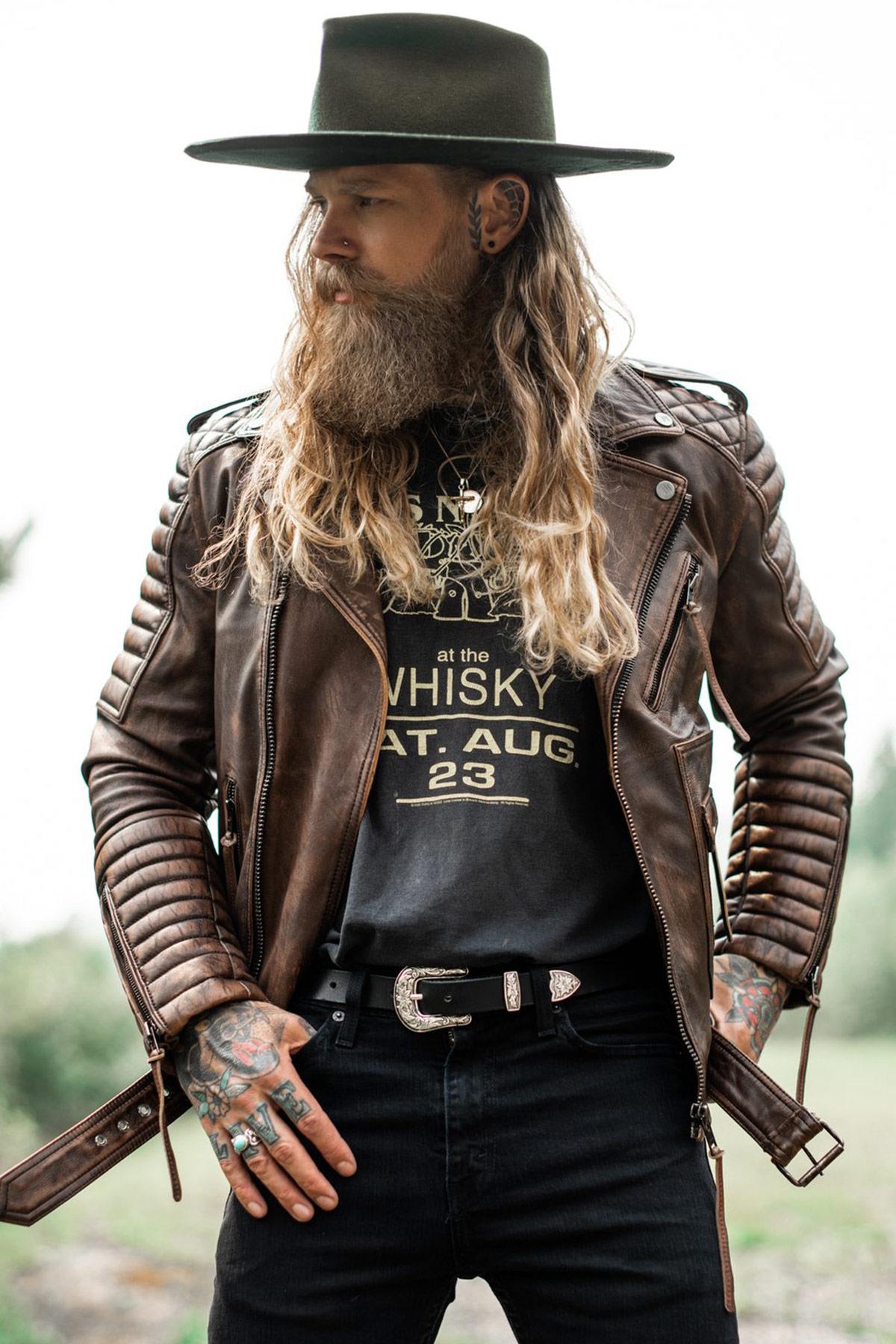 Aged brown Biker Jacket in full grain cowhide leather - Image n°6