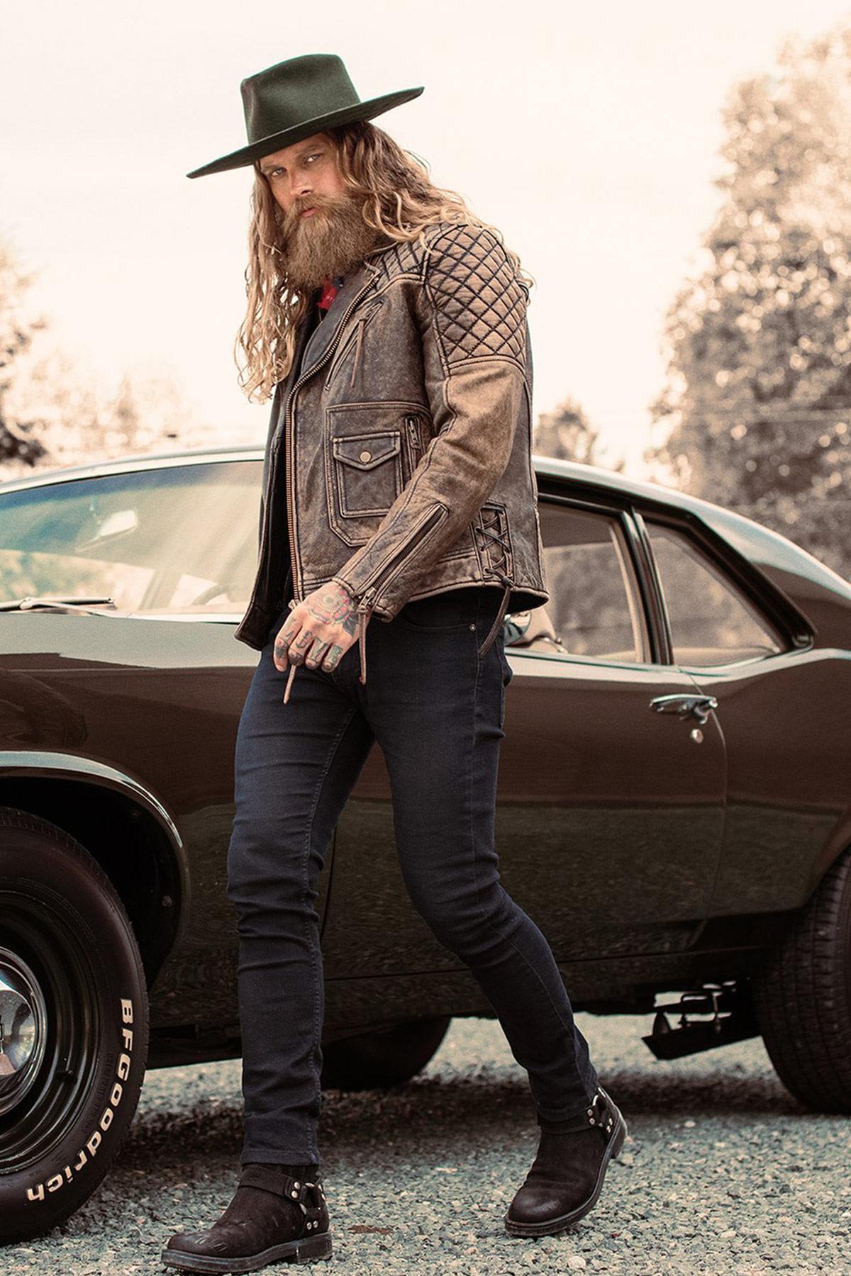 Biker Jacket in hand-aged full-grain buffalo leather - Image n°4