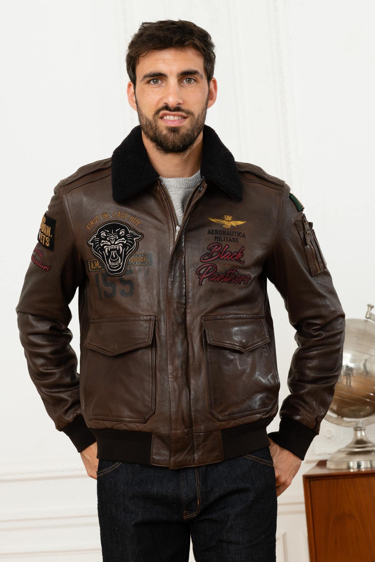 Italian aviator in brown premium leather - Image n°6