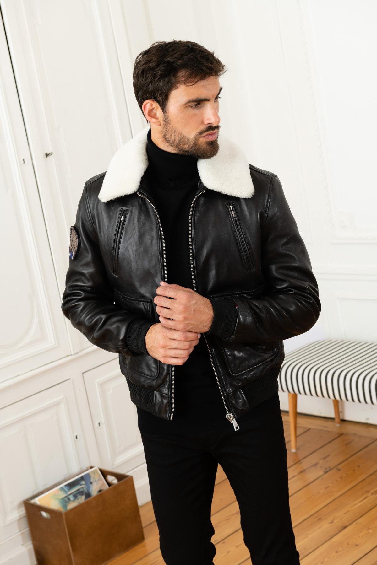 French patrol pilot leather jacket - Image n°7