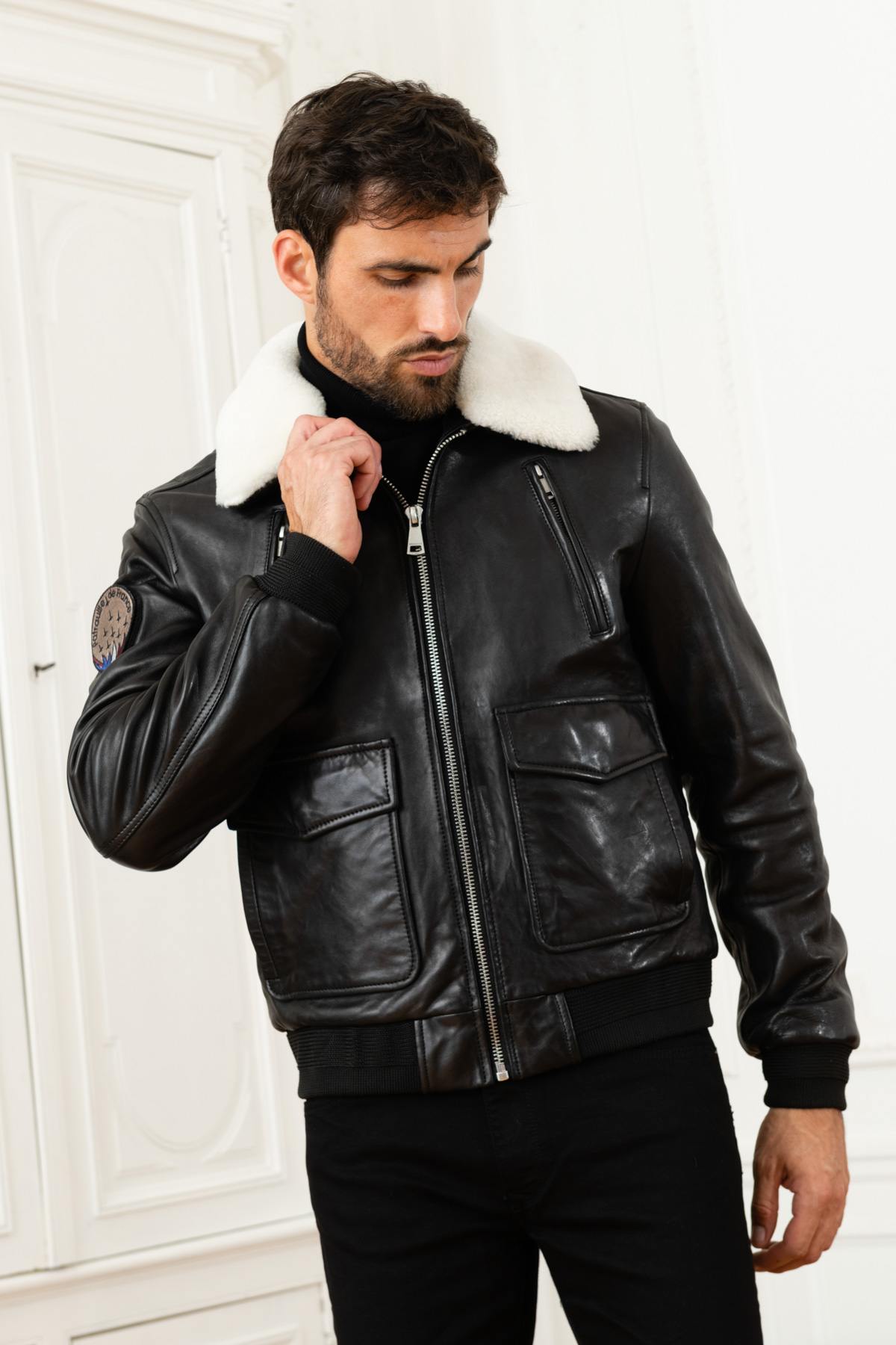 French patrol pilot leather jacket - Image n°8