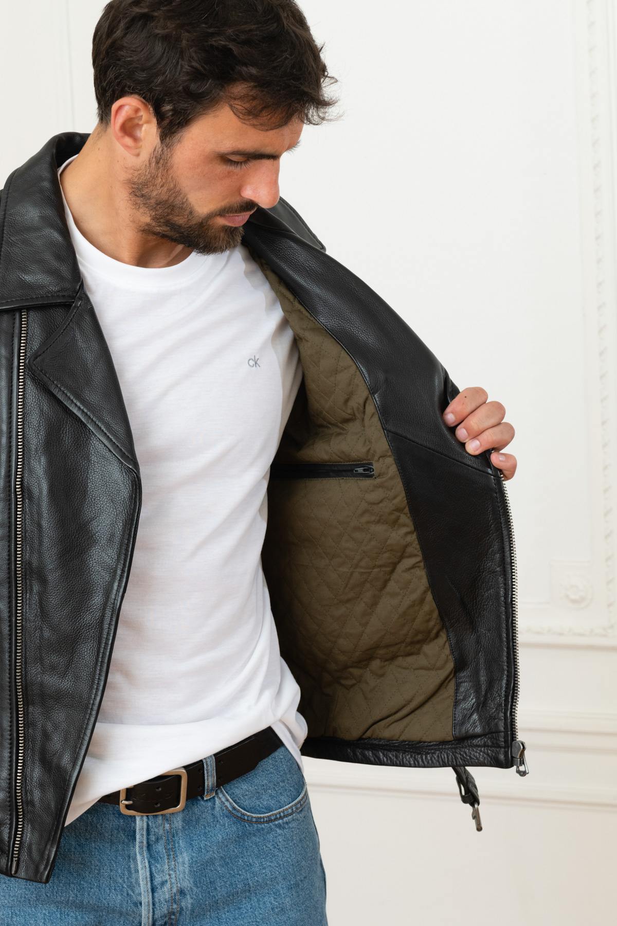 Biker Jacket in durable cowhide leather - Image n°4