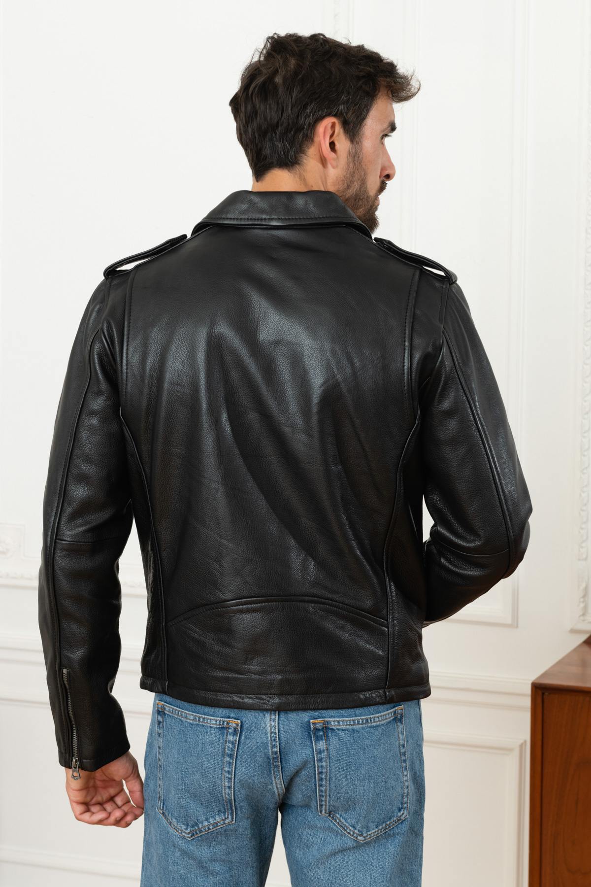 Biker Jacket in durable cowhide leather - Image n°5