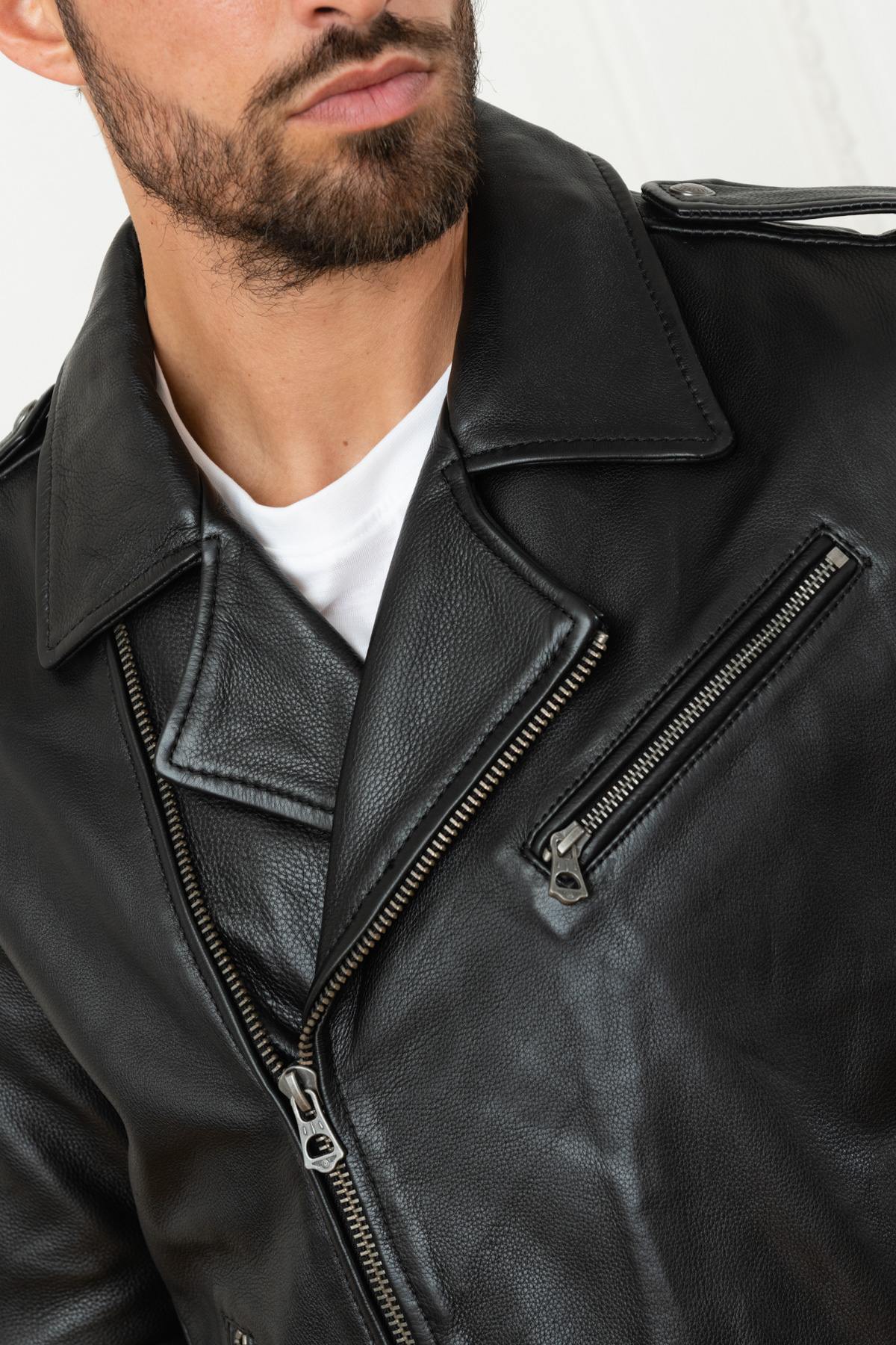 Biker Jacket in durable cowhide leather - Image n°7