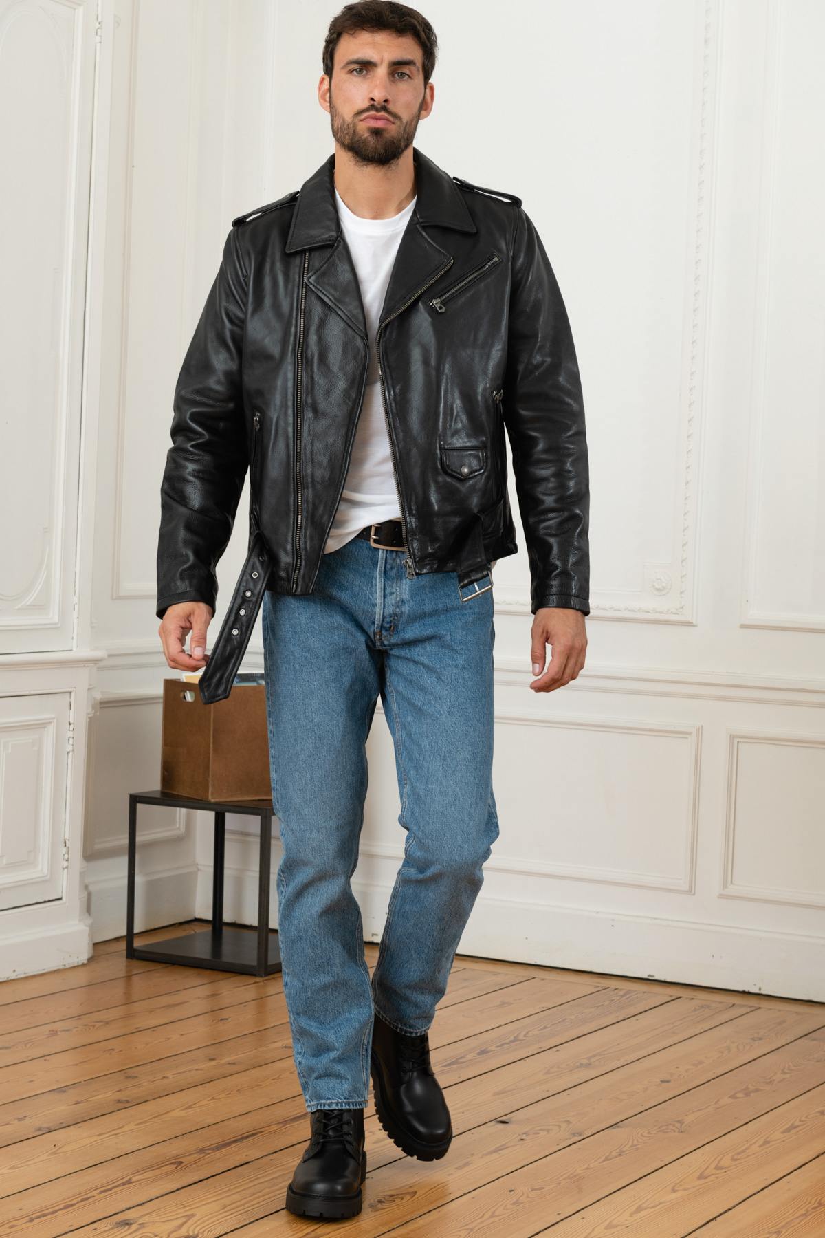 Biker Jacket in durable cowhide leather - Image n°2