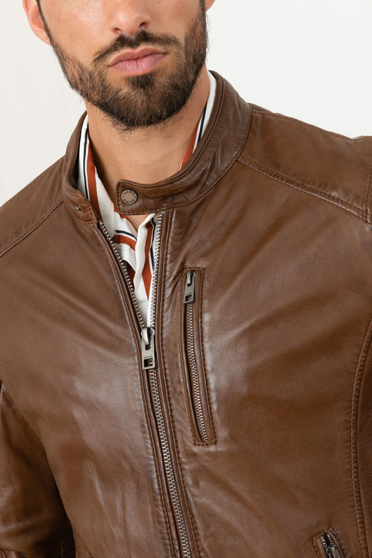 Classic Brown Leather Jacket - Image n°7