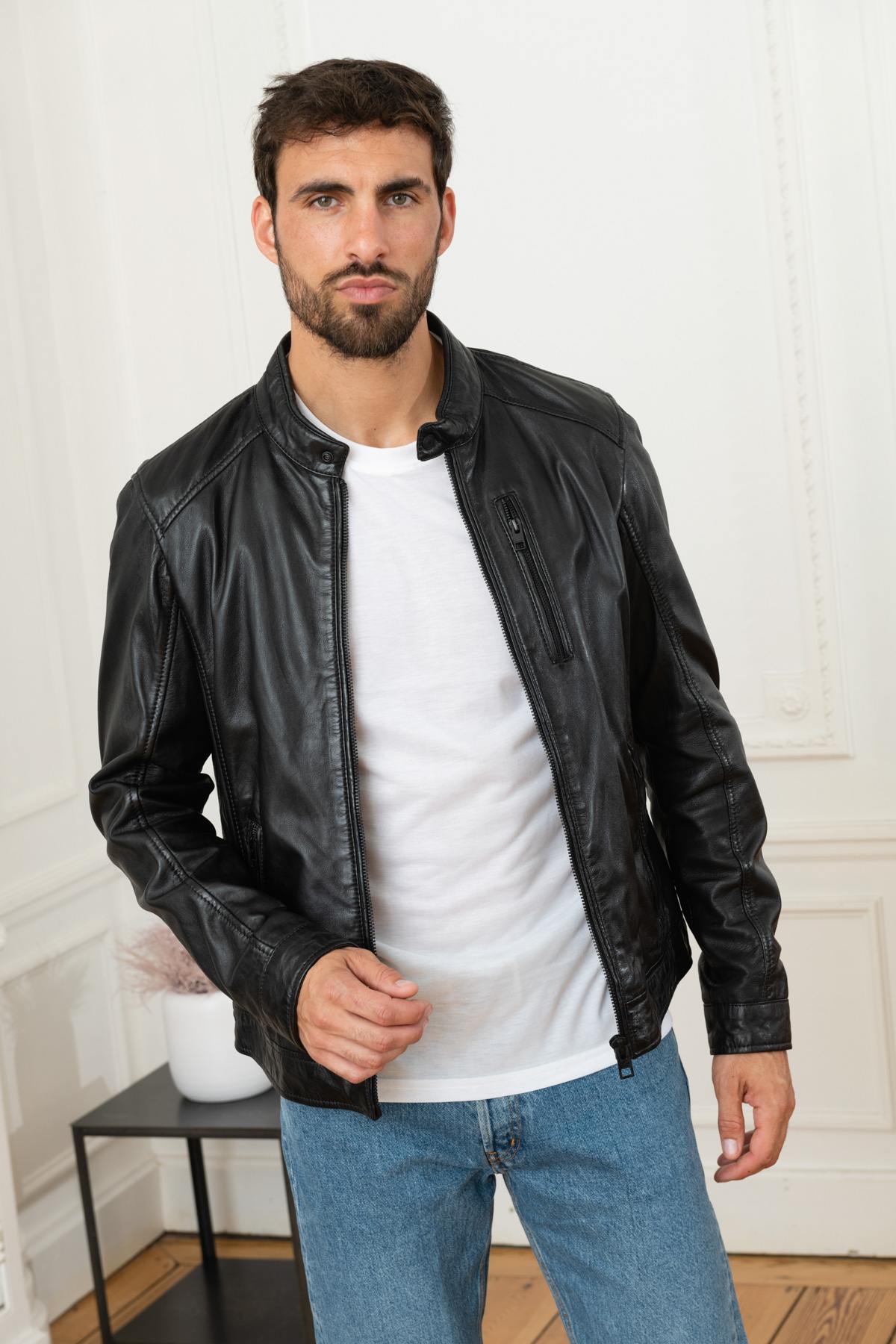 Black genuine leather jacket - Image n°3