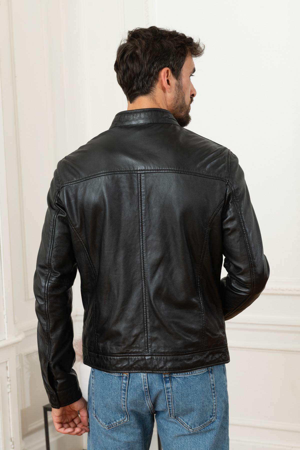 Black genuine leather jacket - Image n°6