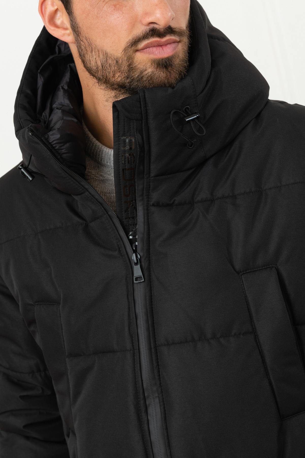 Long down jacket with hood - Image n°6