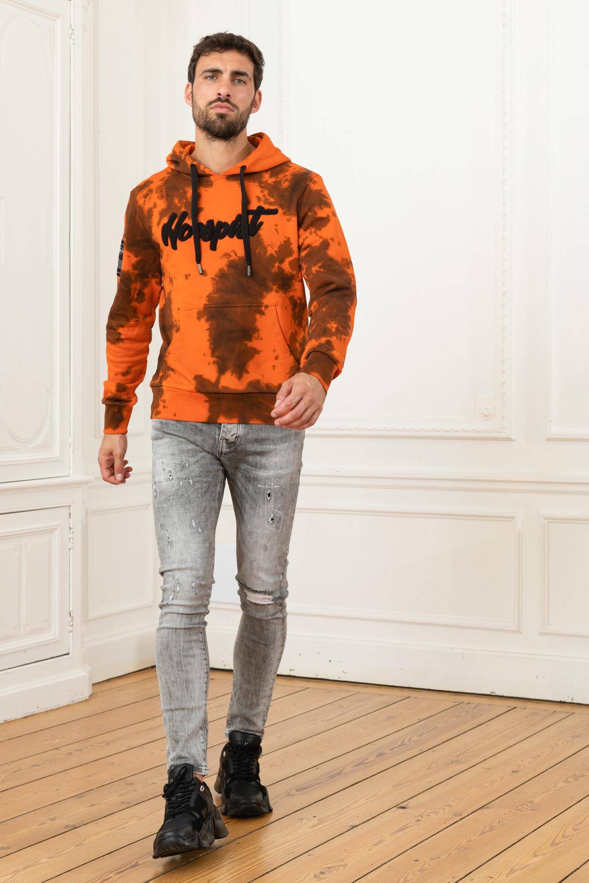 Men's orange camouflage sweater - Image n°4