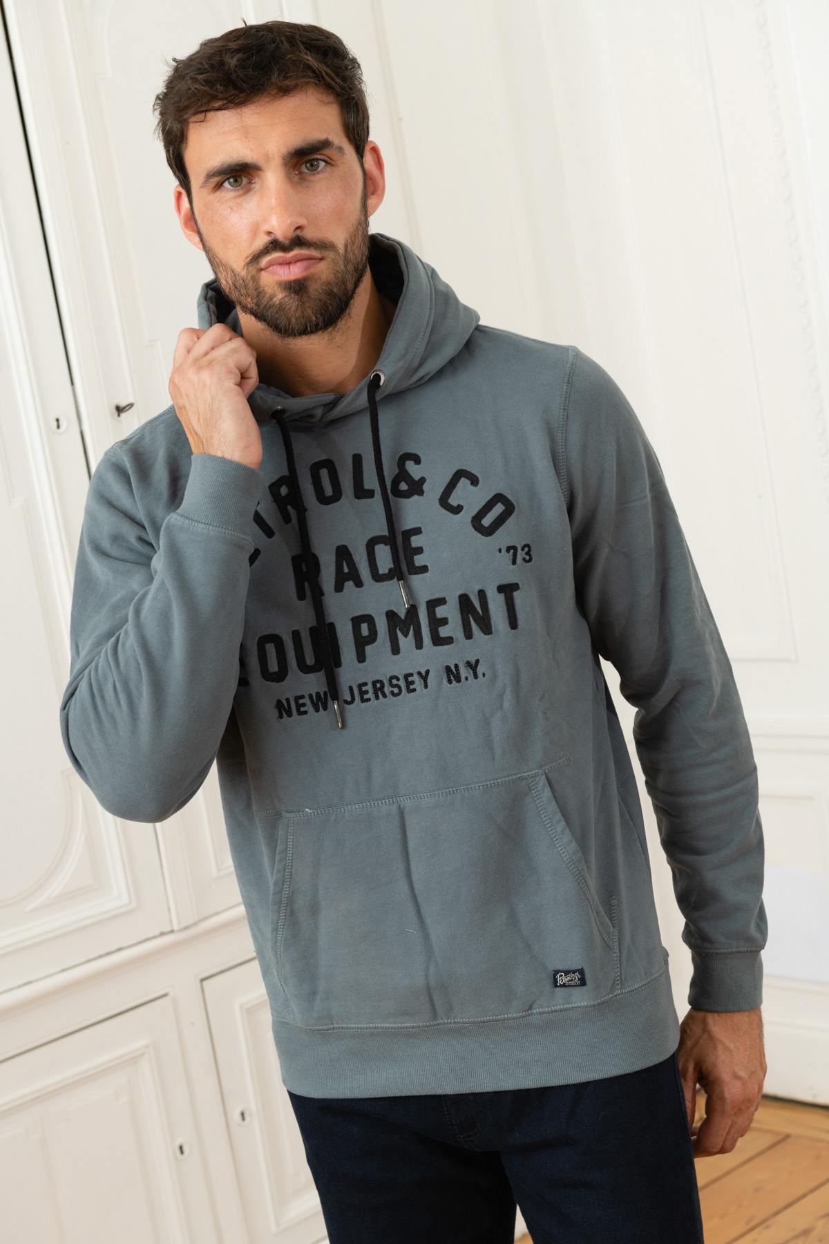 Gray Green Hooded Sweater - Image n°1