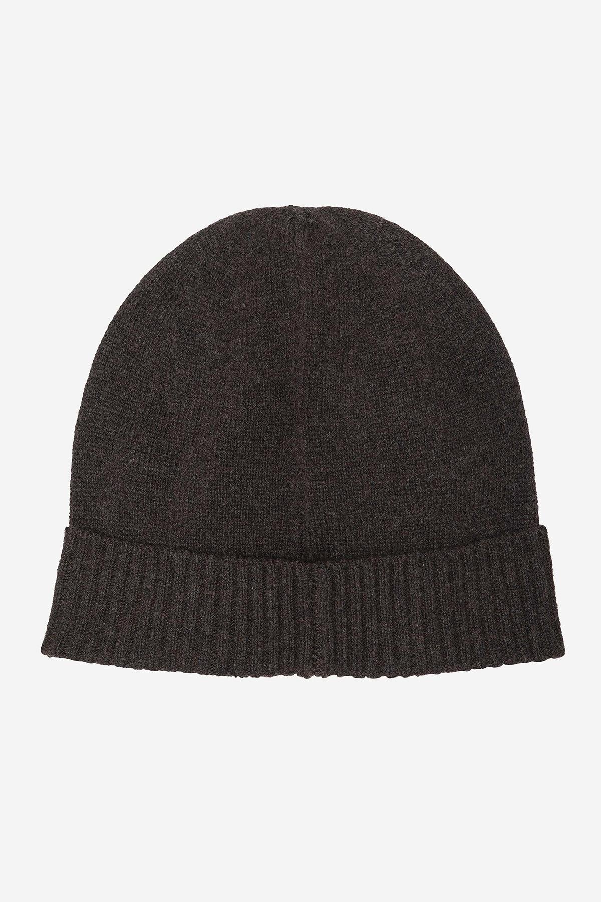 Dark brown lambswool hat - Image n°2