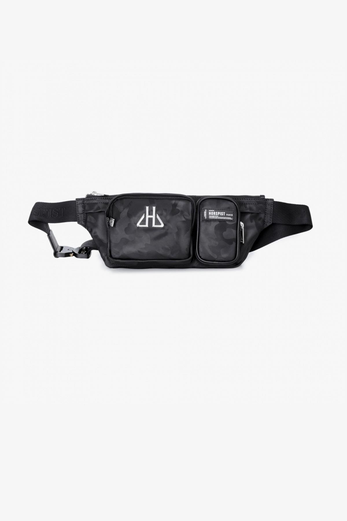 Black camouflage print fanny pack - Image n°1