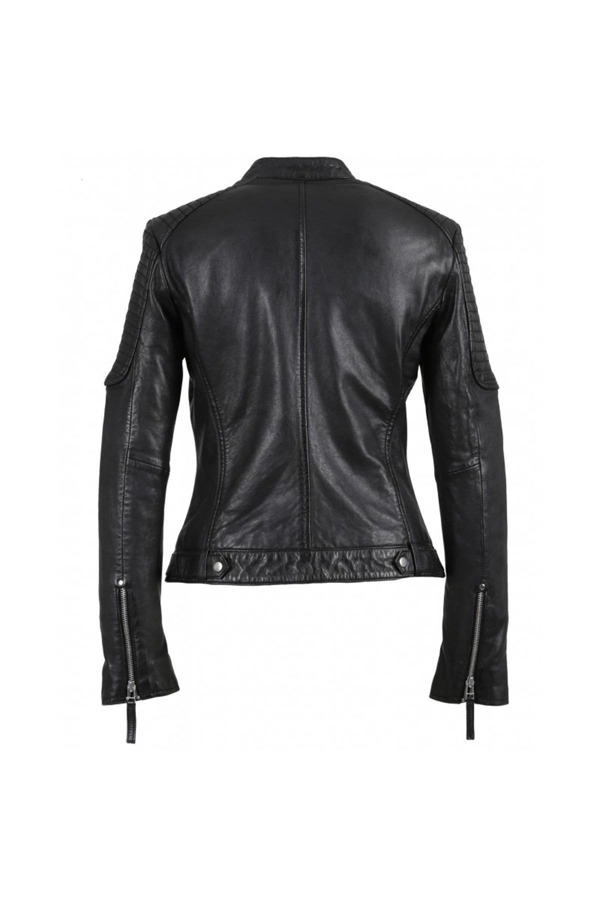 Black slimfit rock-style leather jacket - Image n°7