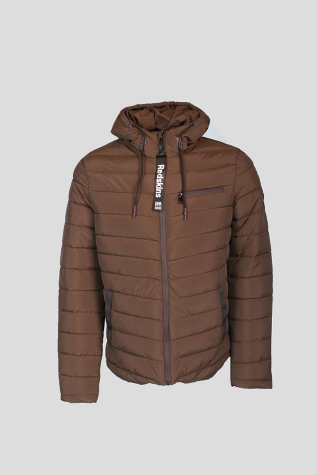 Brown quilted down jacket - Image n°1