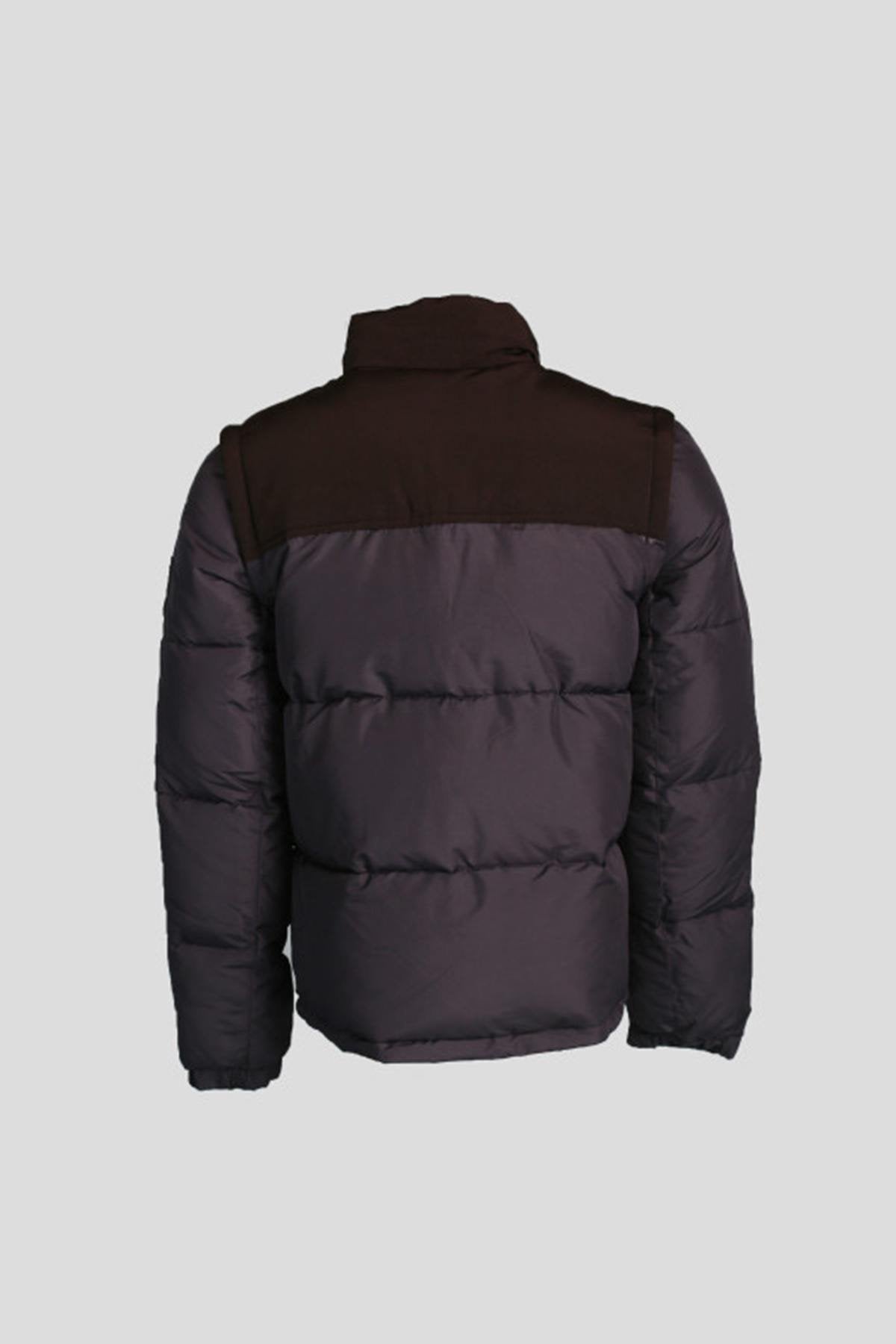 Navy blue down jacket with removable sleeves - Image n°4