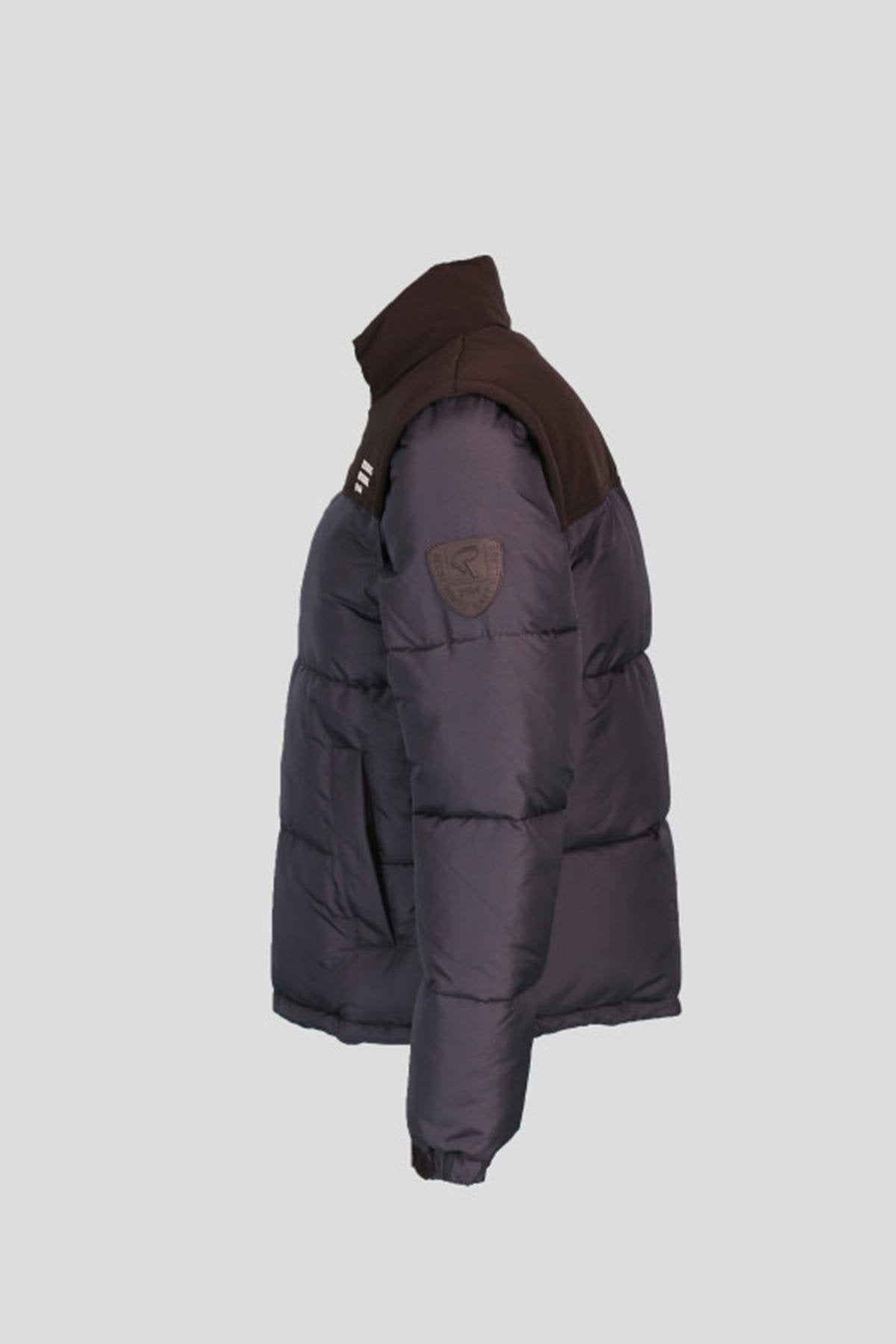 Navy blue down jacket with removable sleeves - Image n°5