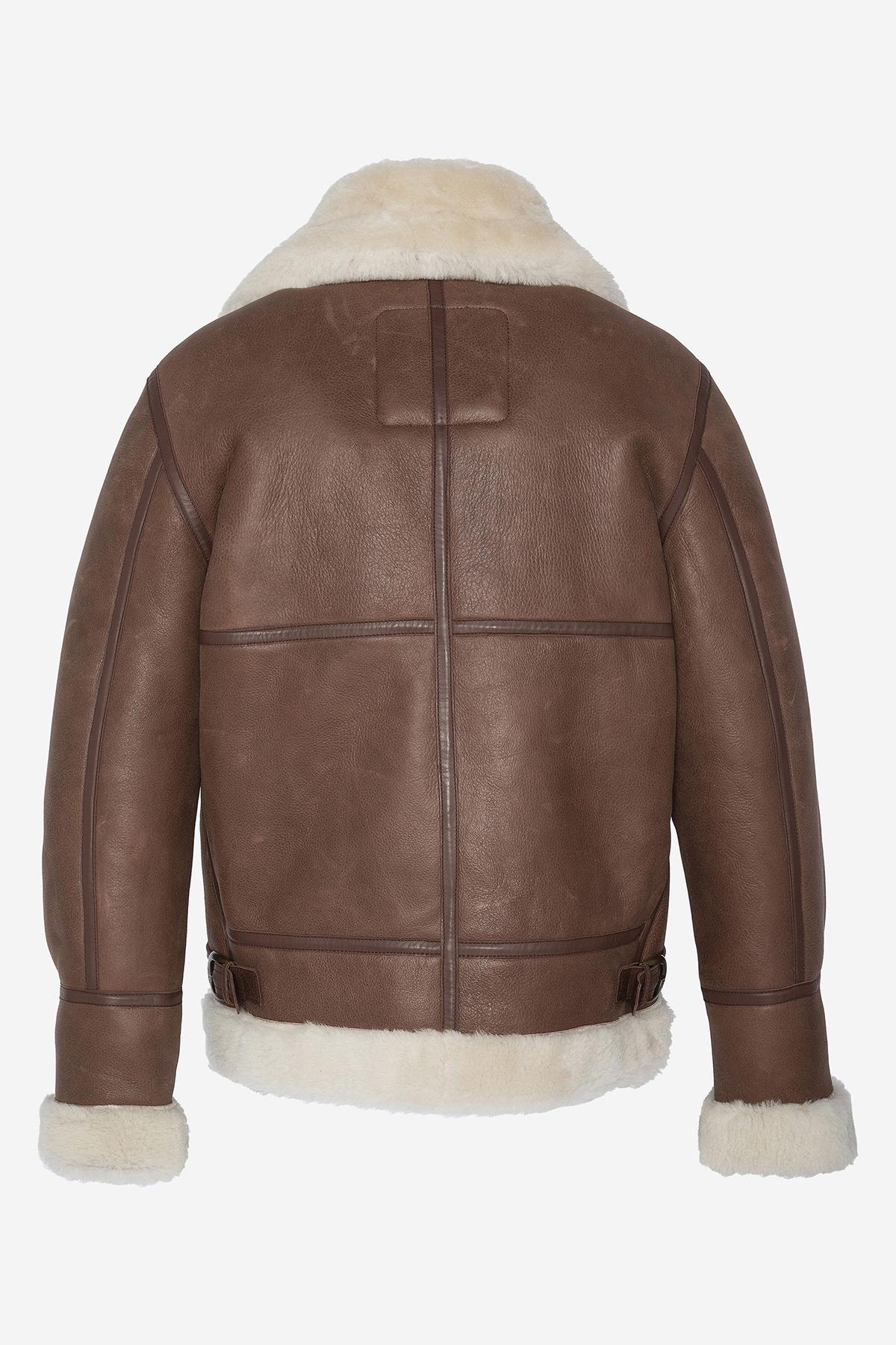 US Army B-3 bomber in cognac shearling - Image n°10