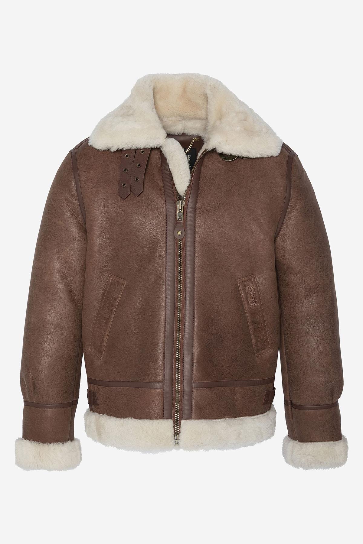 US Army B-3 bomber in cognac shearling - Image n°9