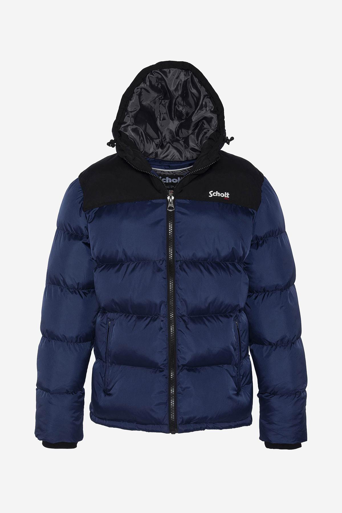 Navy blue casual sportswear down jacket - Image n°1