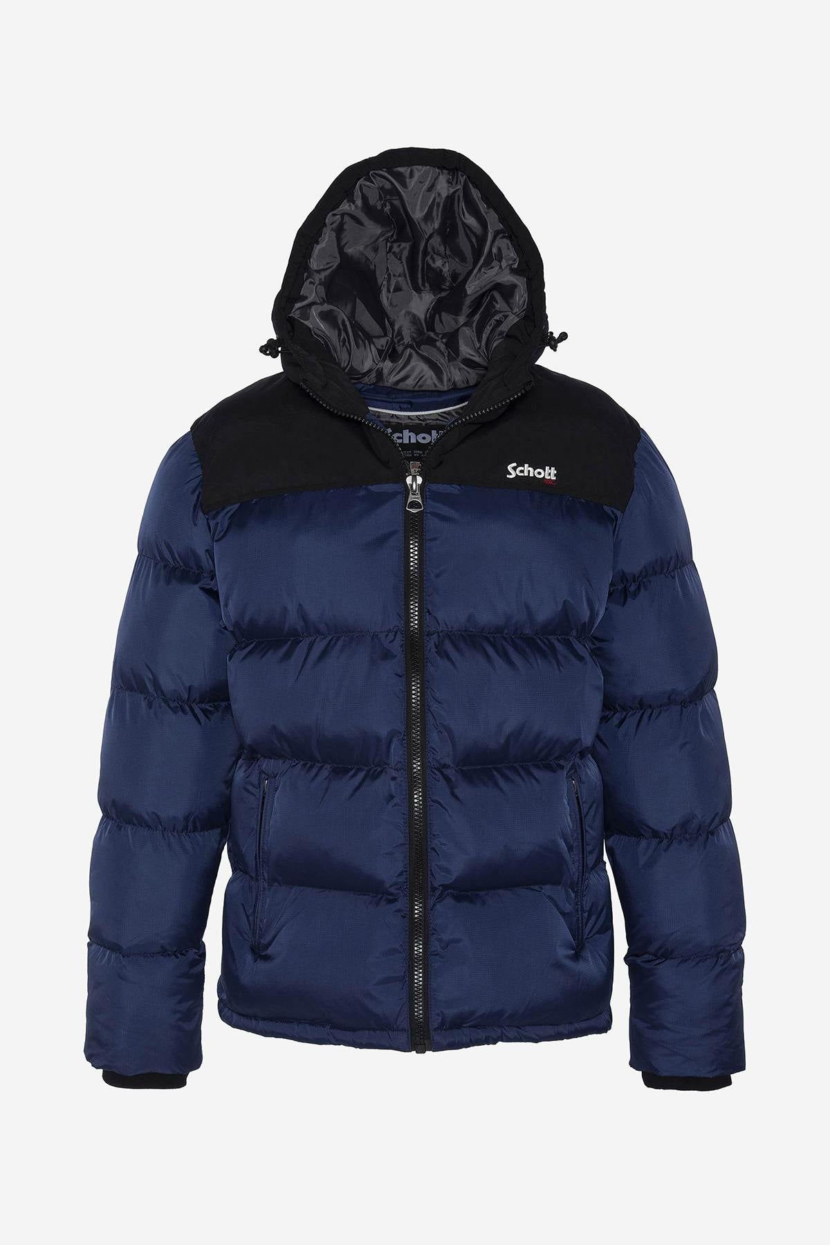 Navy blue casual sportswear down jacket - Image n°1