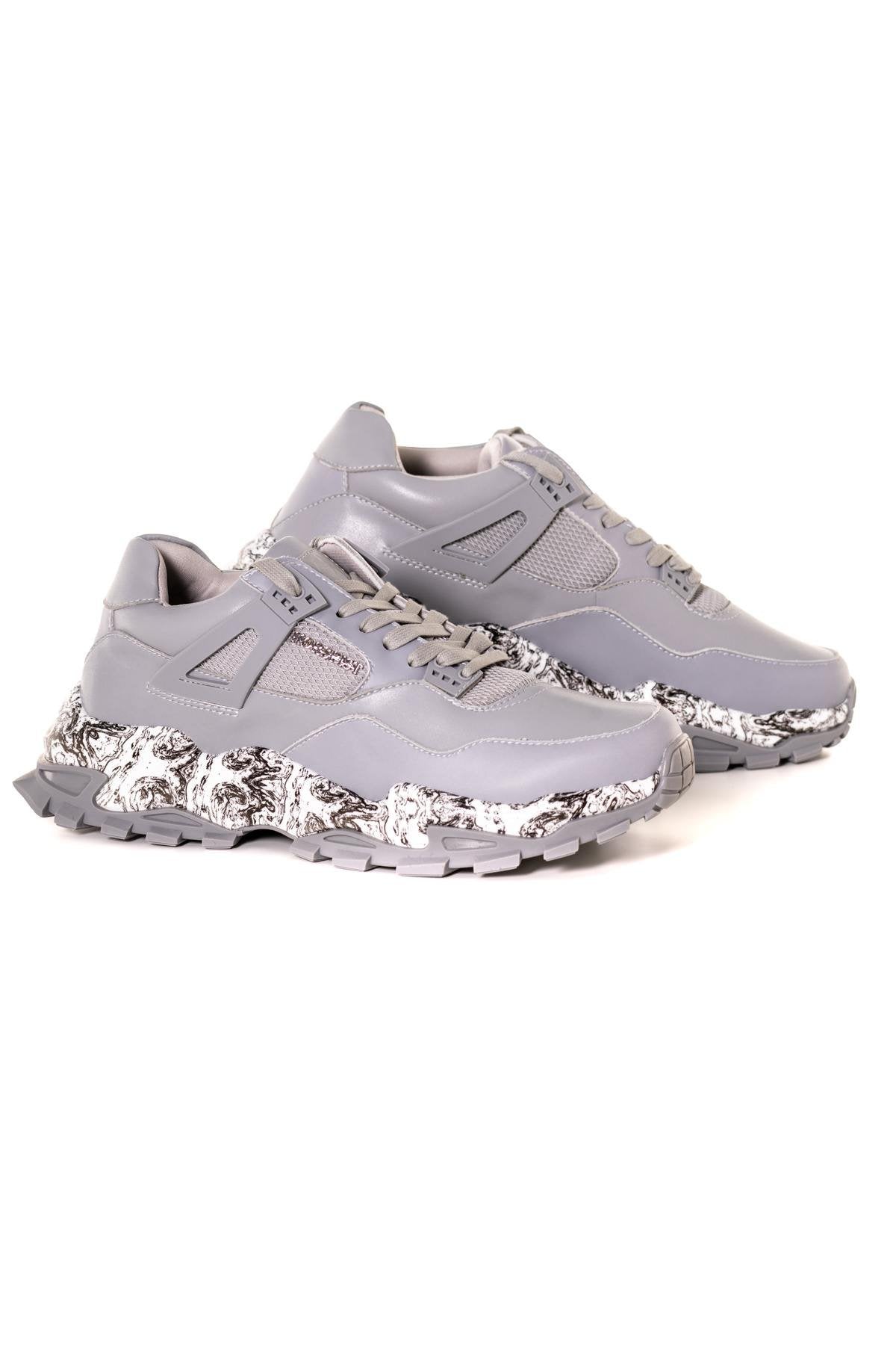 Matte gray men's sneakers - Image n°1