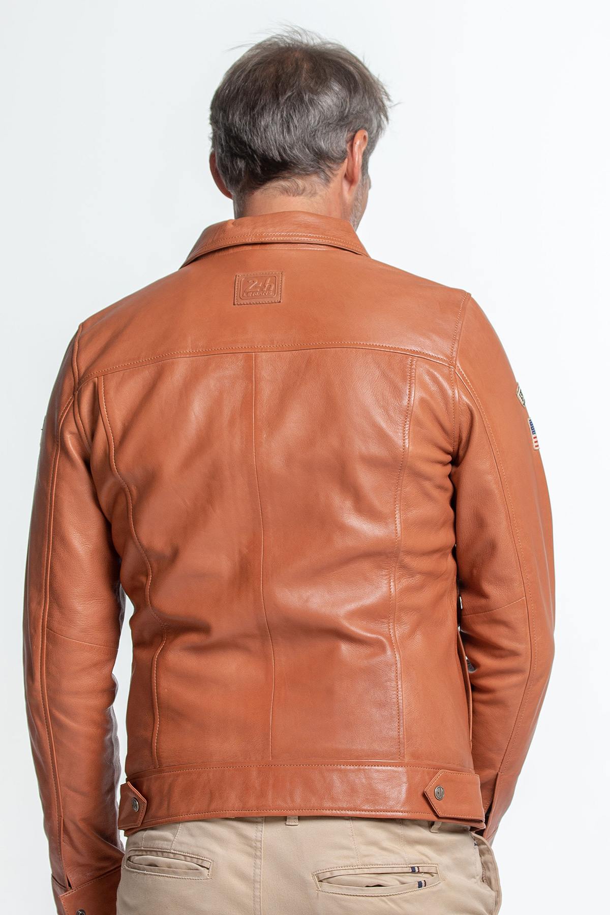 Light brown leather jacket Racing McQueen 1971 - Image n°4