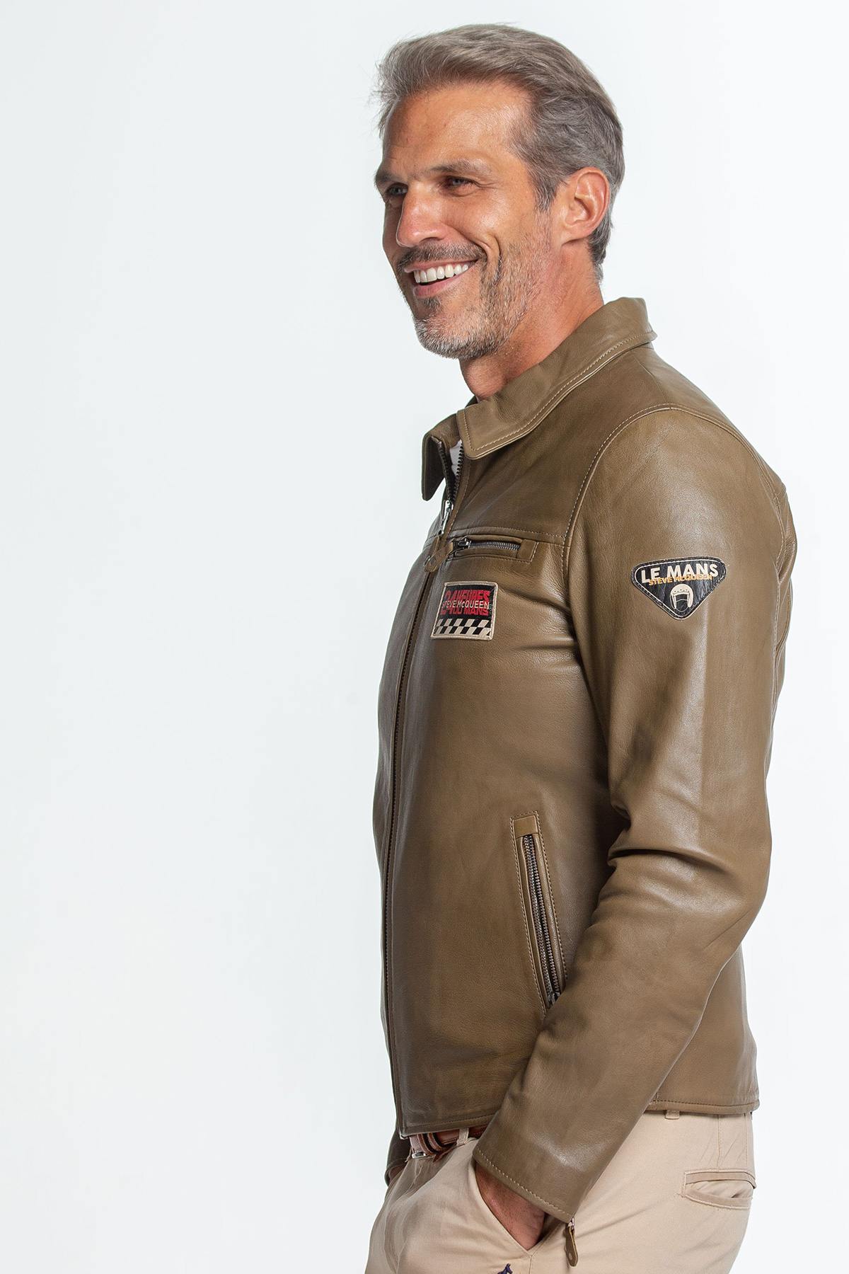 Khaki Steve McQueen Edition Leather Jacket - Image n°3