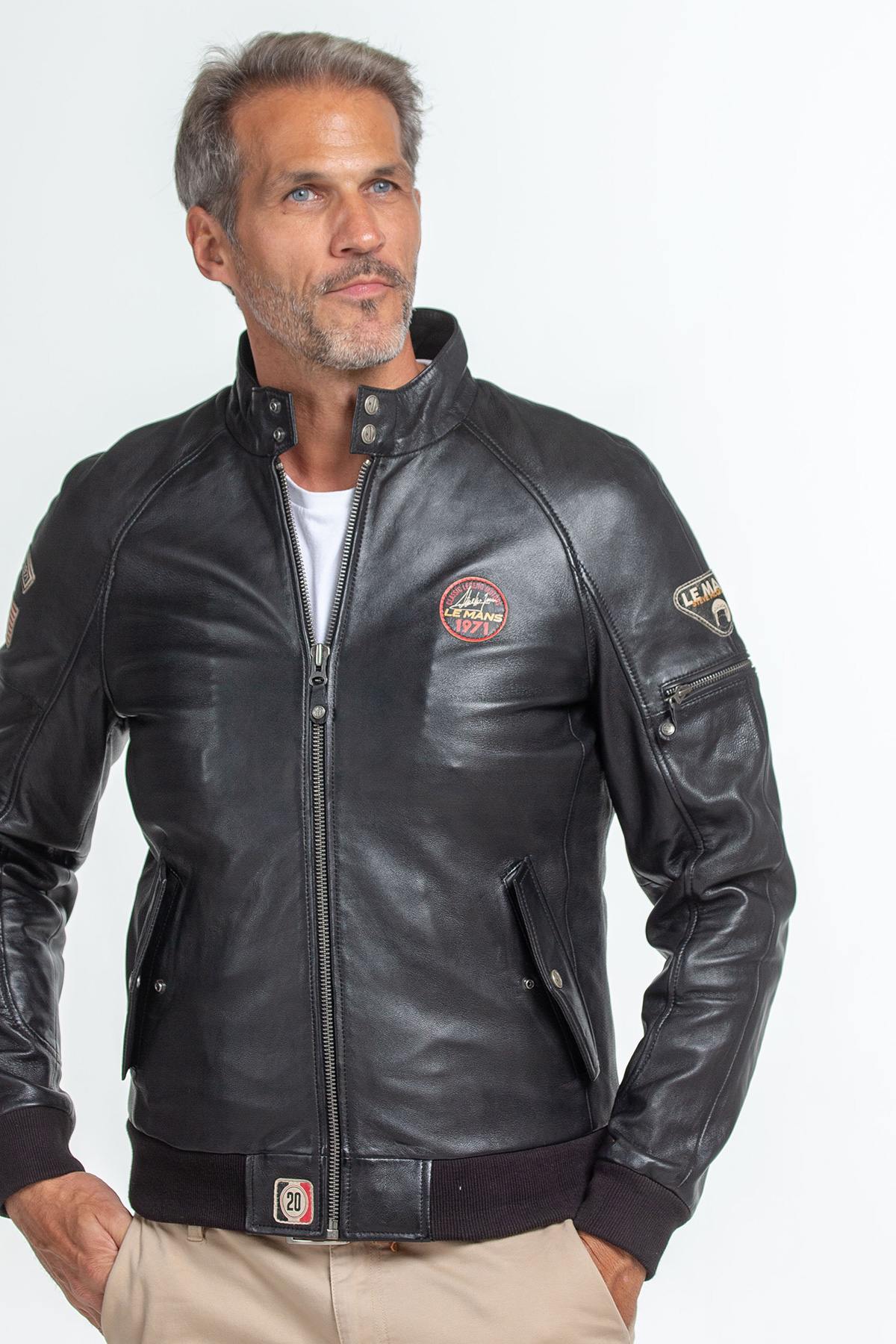 Steve McQueen signature black leather jacket - Image n°1