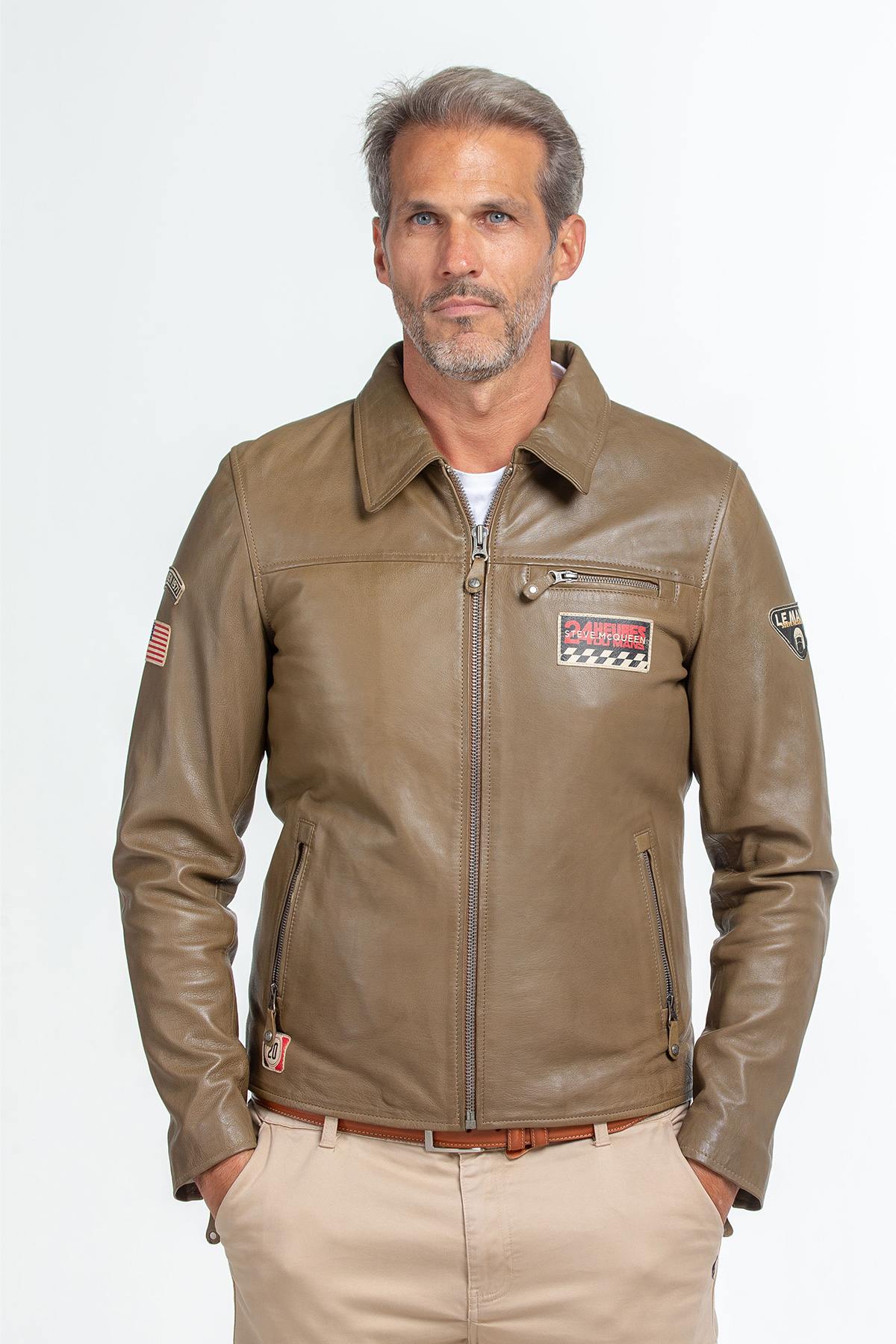 Khaki Steve McQueen Edition Leather Jacket - Image n°4