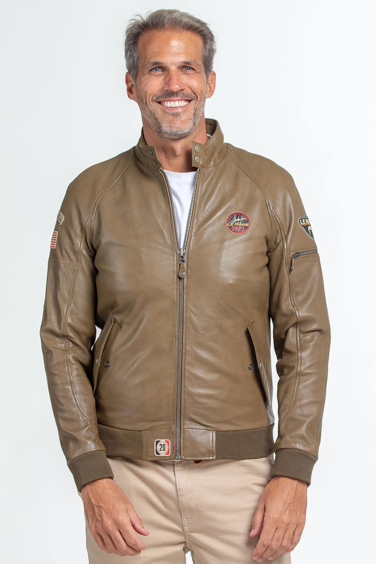 Khaki Racing McQueen Leather Jacket - Image n°4