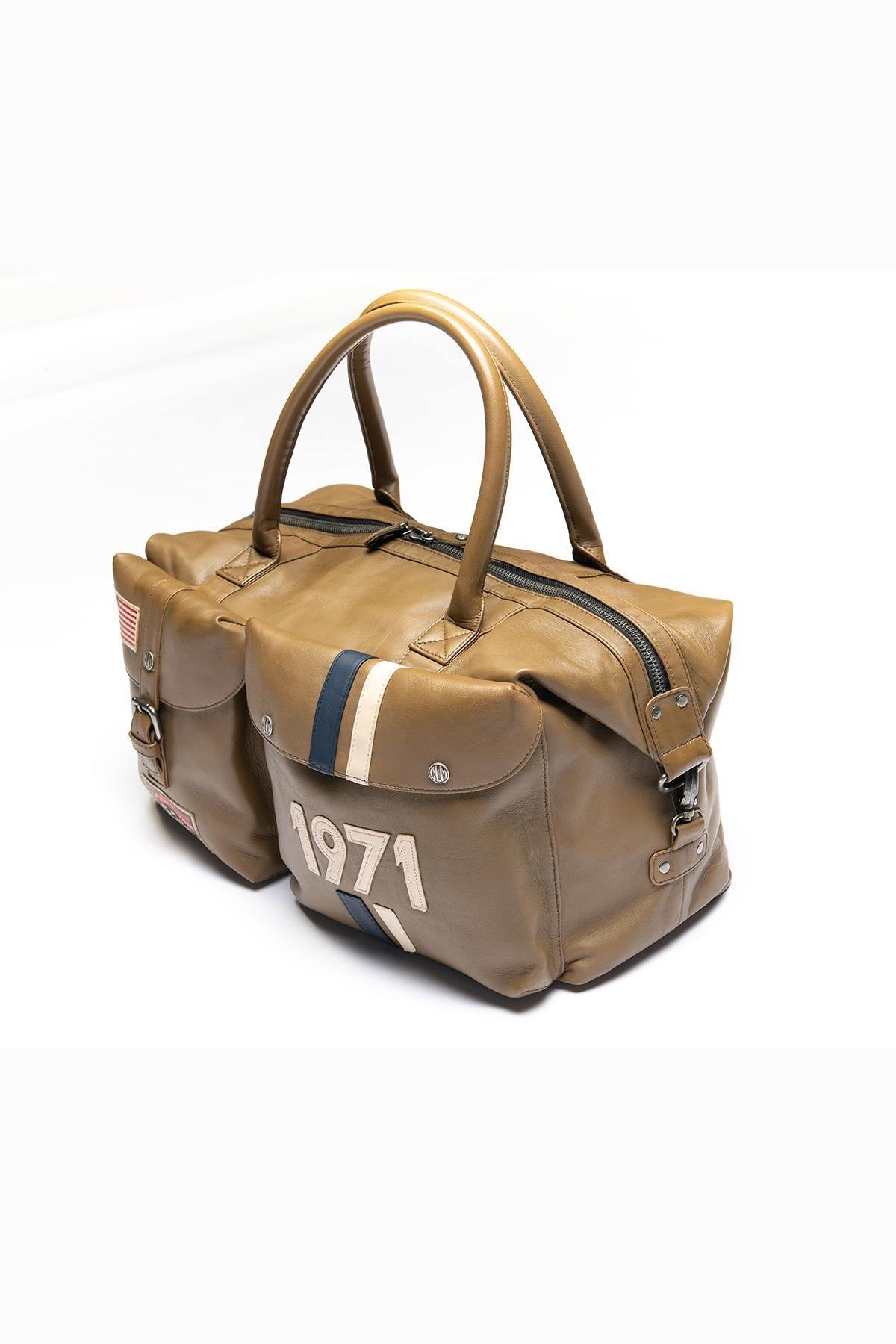 48h travel bag in khaki leather - Image n°1