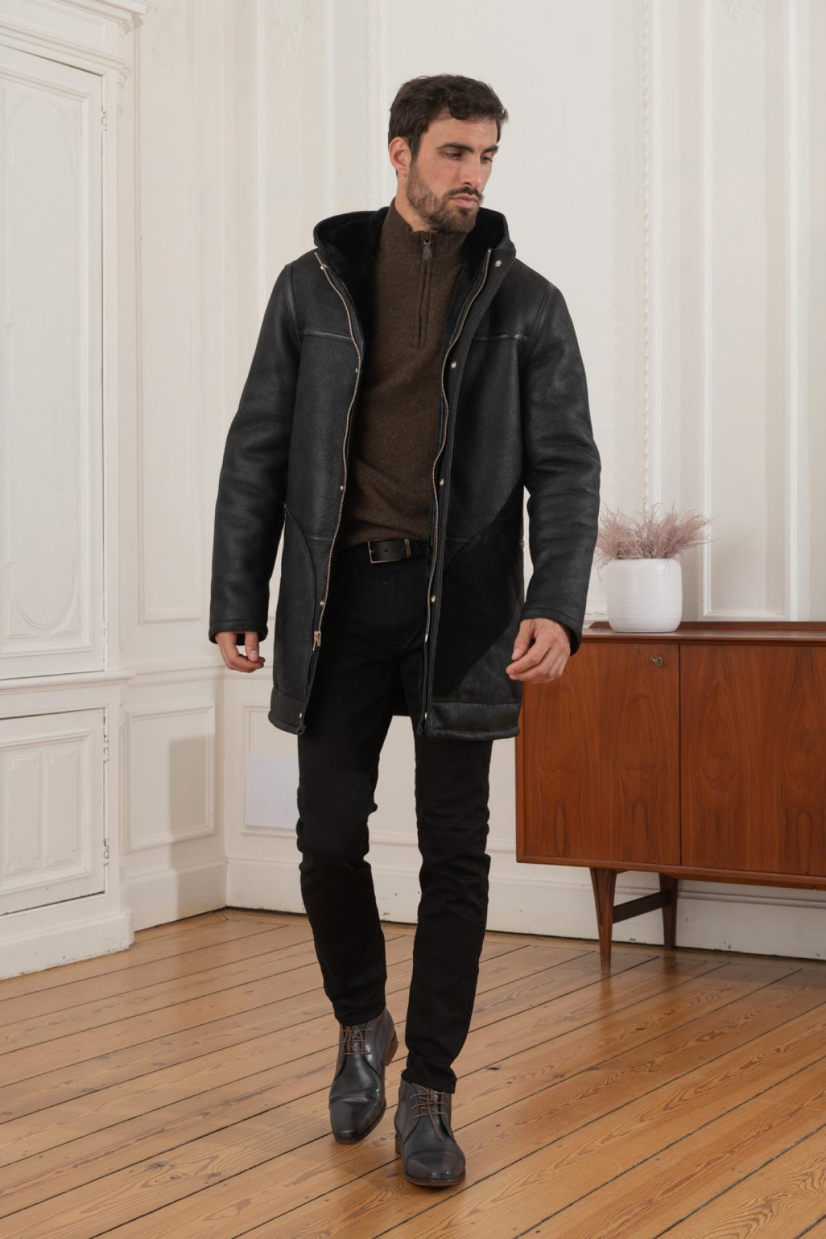 Long shearling winter coat - Image n°2