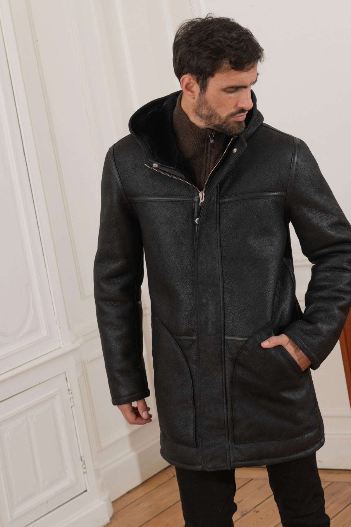 Long shearling winter coat - Image n°1