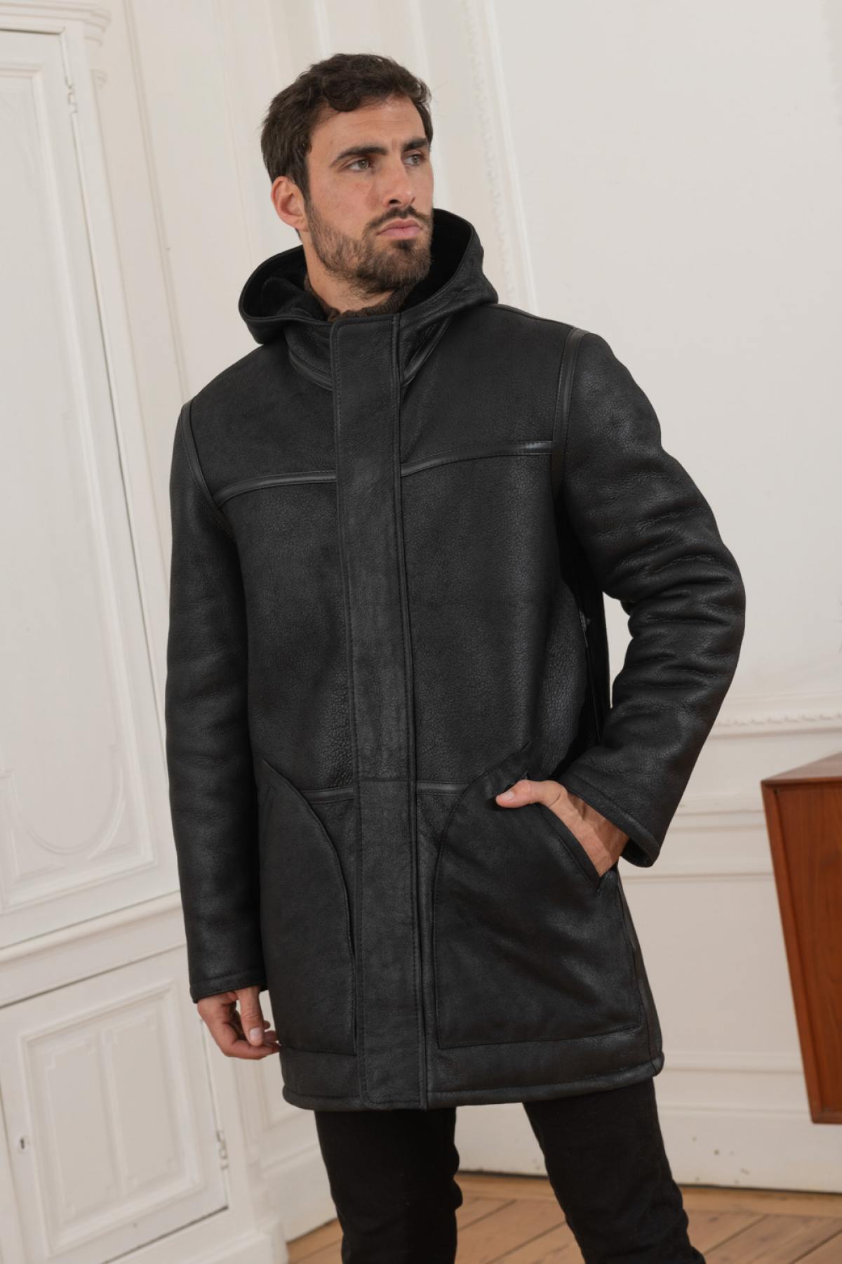 Long shearling winter coat - Image n°3