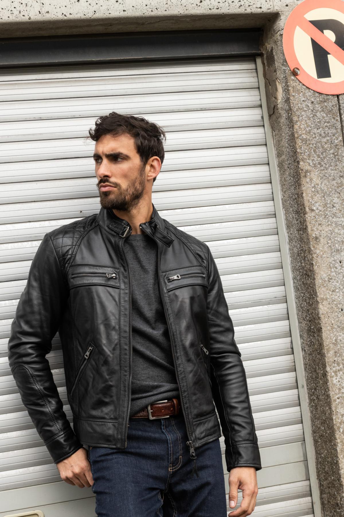 Redskins black leather jacket for men - Image n°11