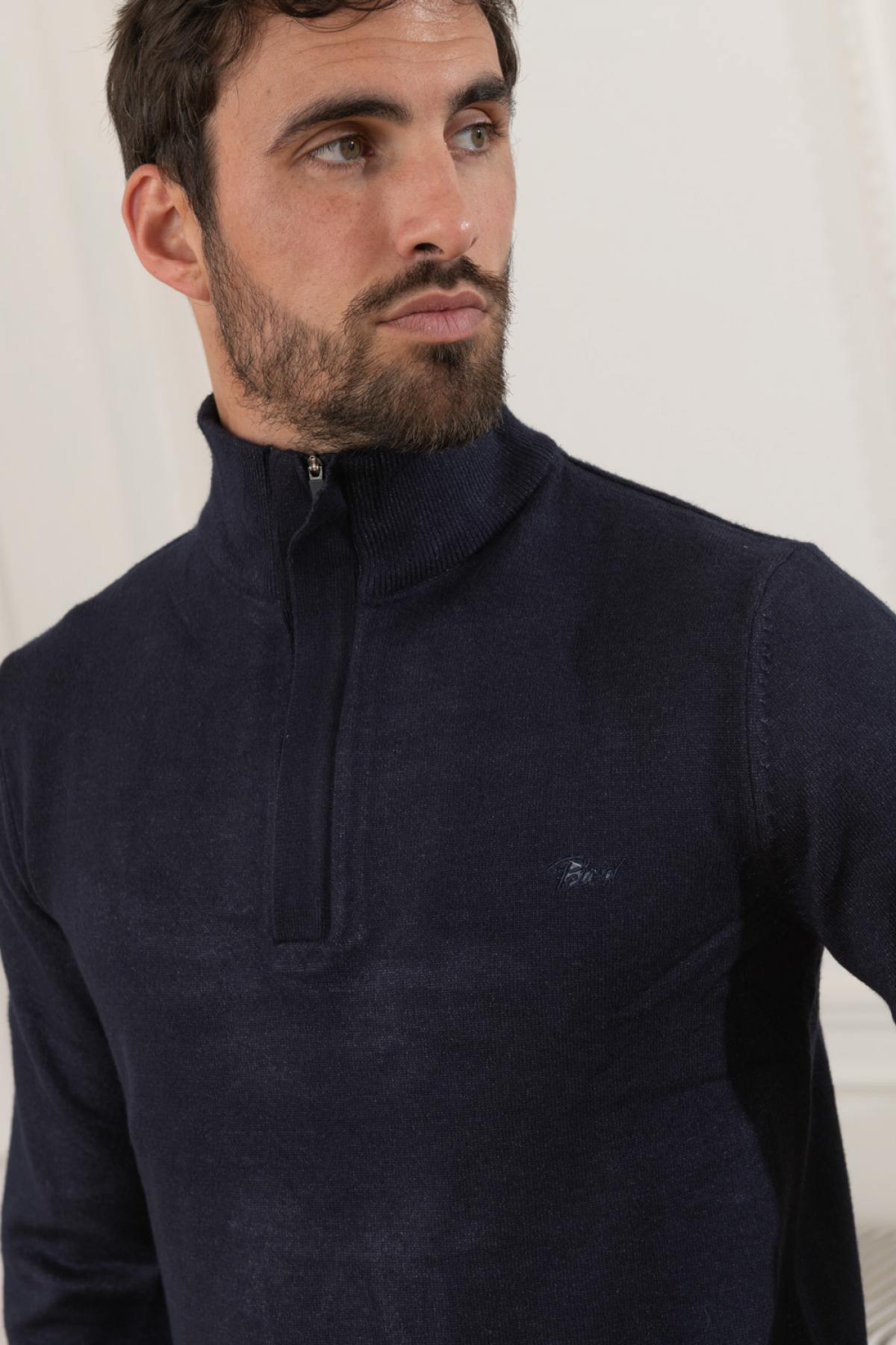 Navy blue high neck sweater - Image n°5