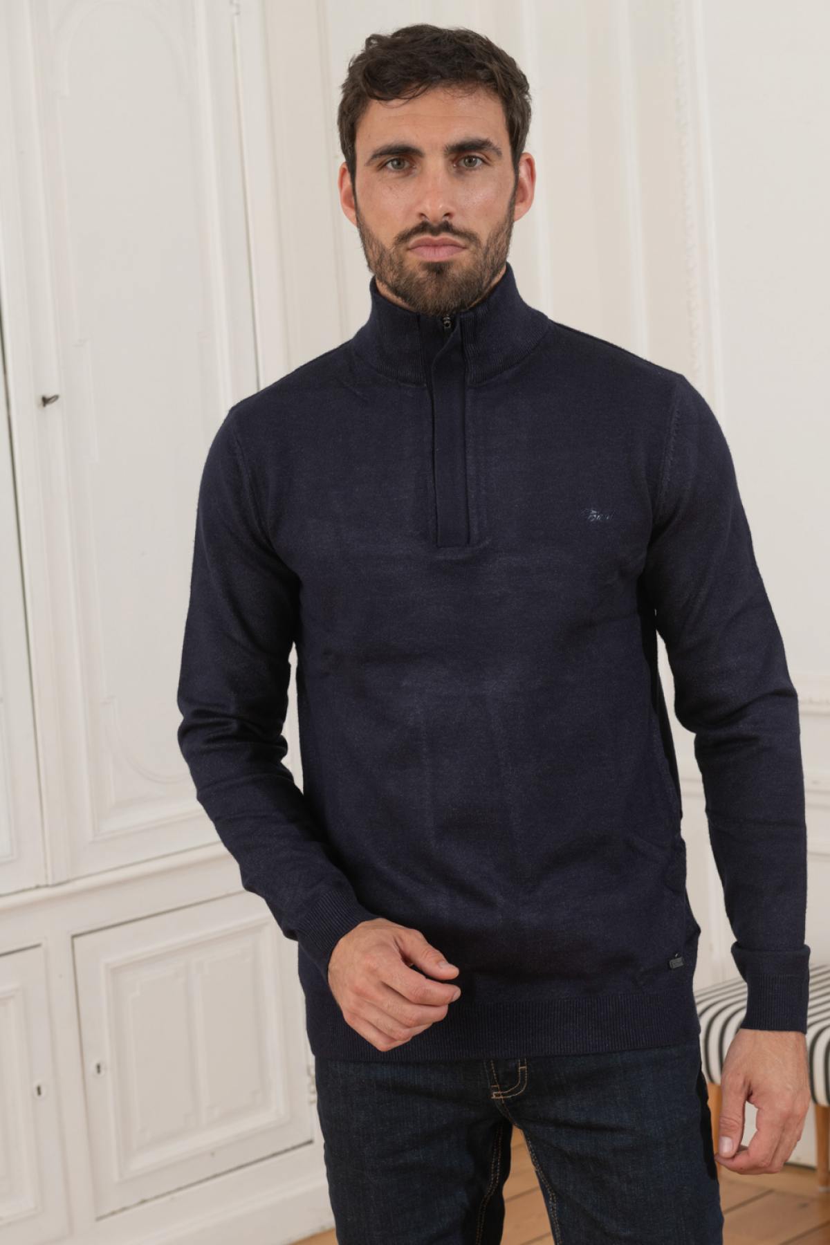 Navy blue high neck sweater - Image n°3