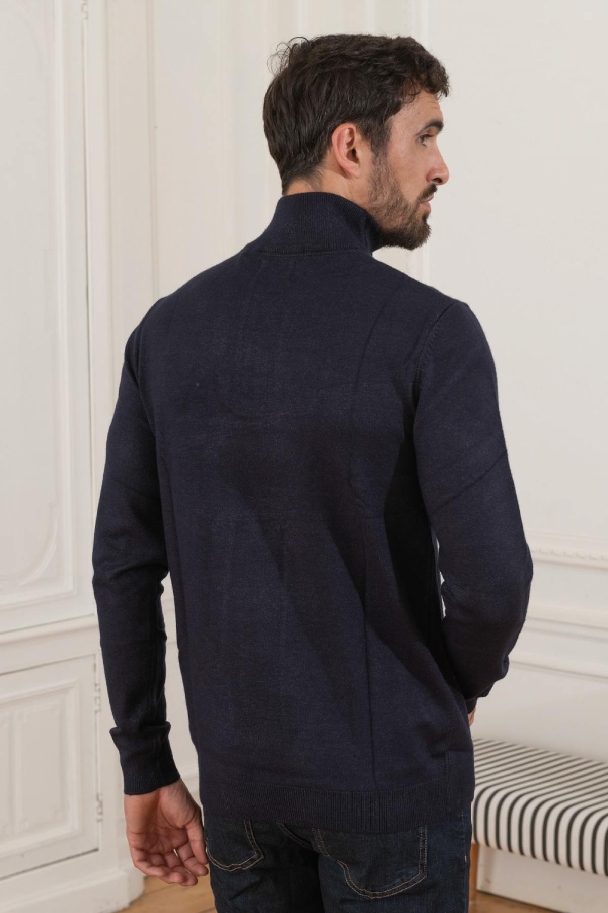 Navy blue high neck sweater - Image n°4