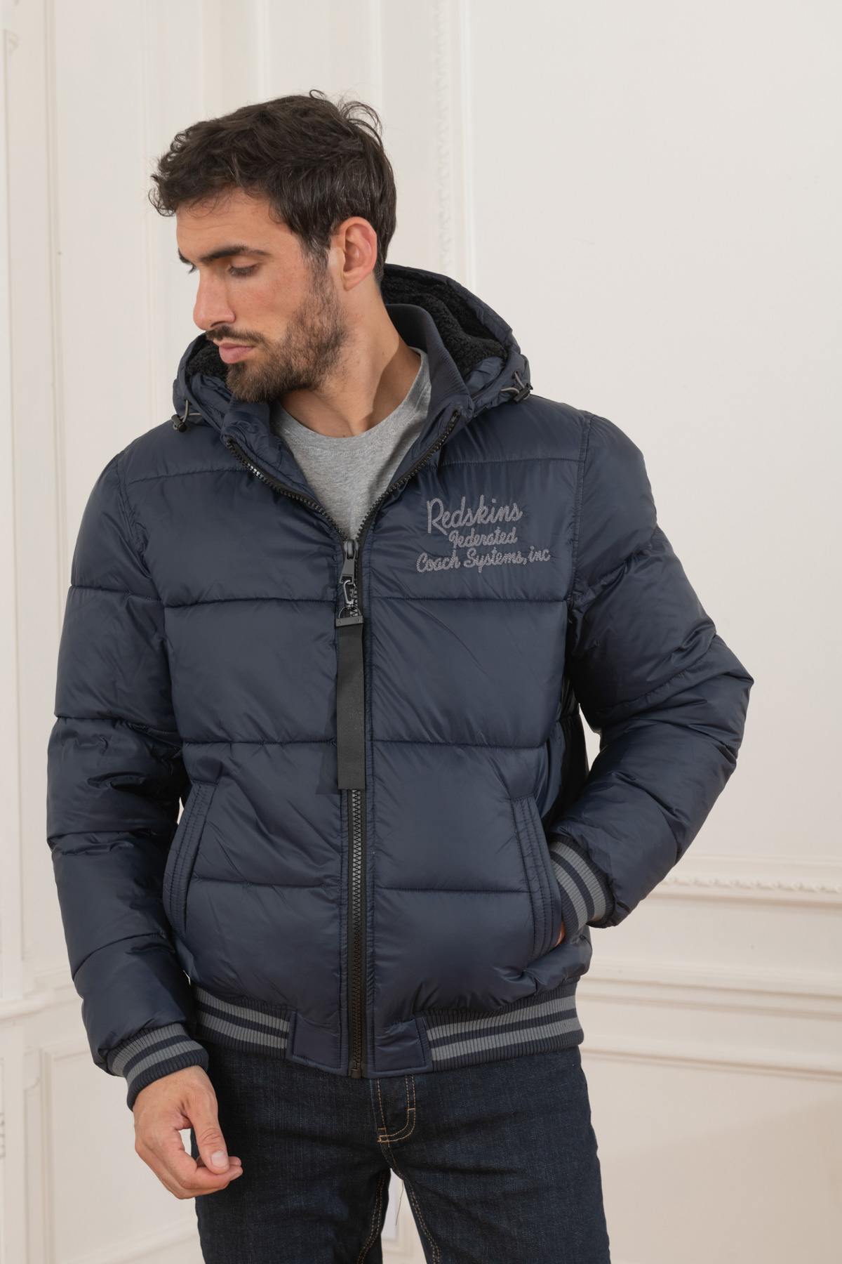 Men's navy blue quilted down jacket - Image n°6