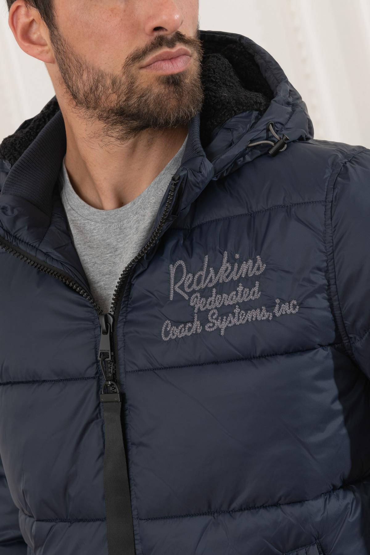 Men's navy blue quilted down jacket - Image n°7