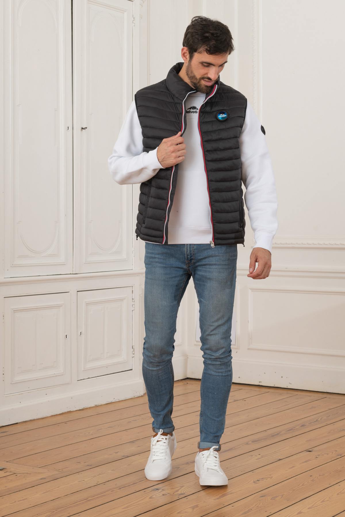 Black sleeveless sportswear down jacket - Image n°2