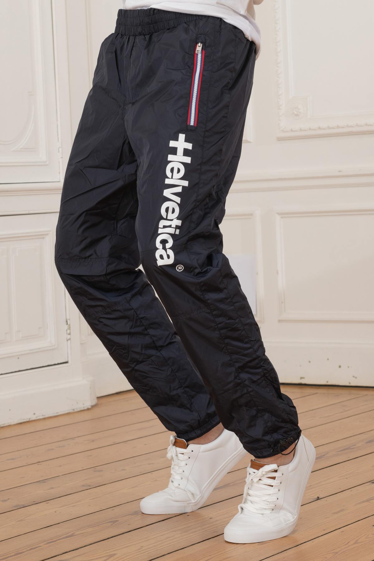 Flowy navy blue sportswear pants - Image n°3