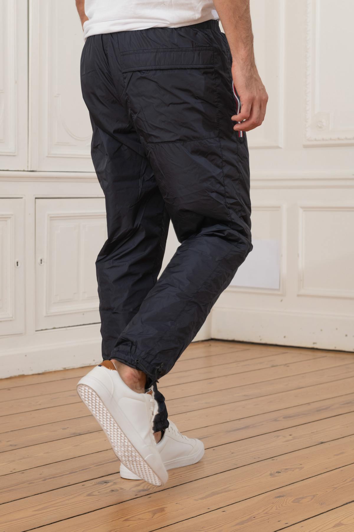 Flowy navy blue sportswear pants - Image n°2