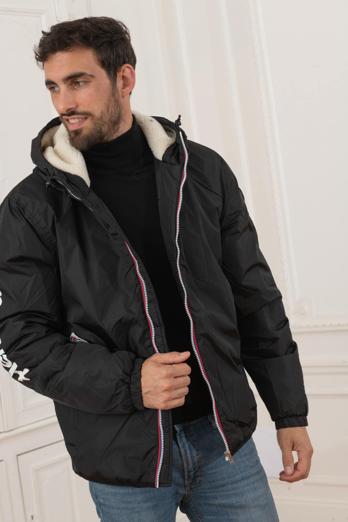 Black windproof winter jacket - Image n°6