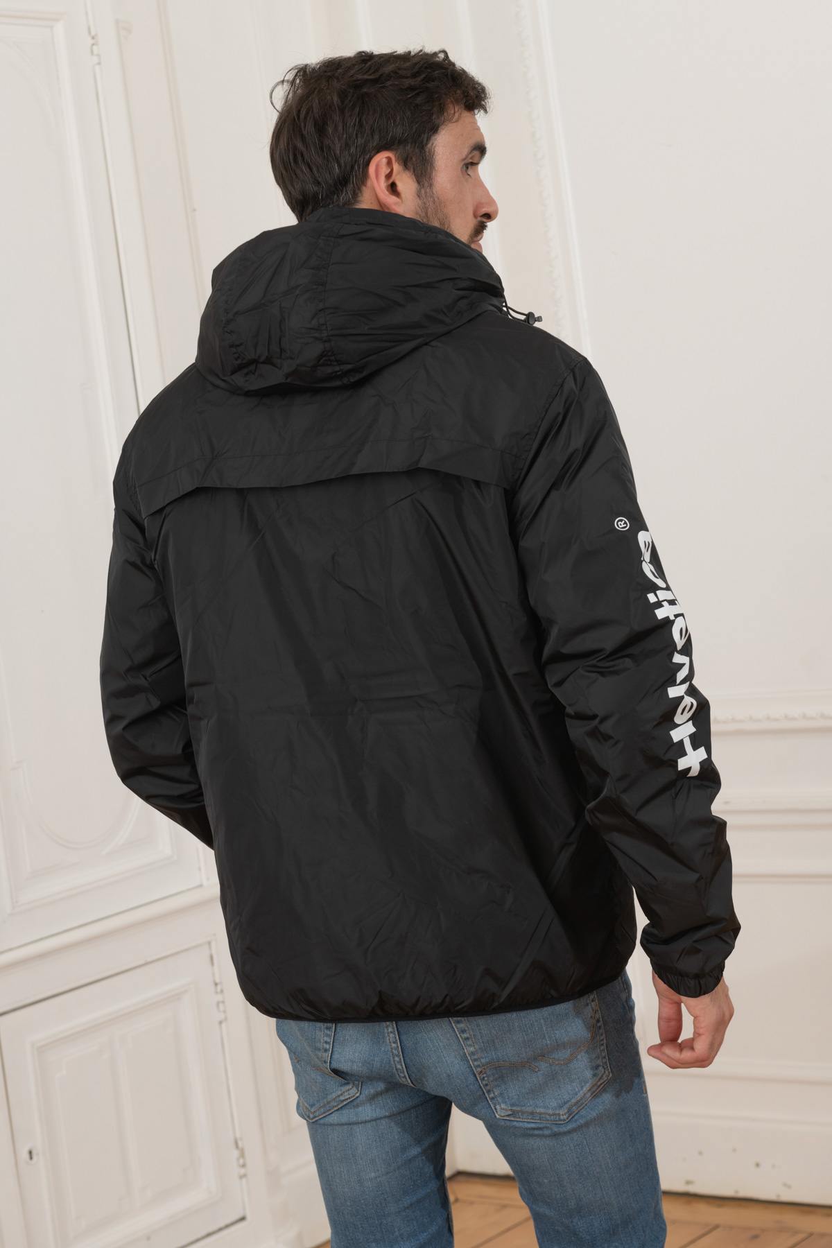 Black windproof winter jacket - Image n°4