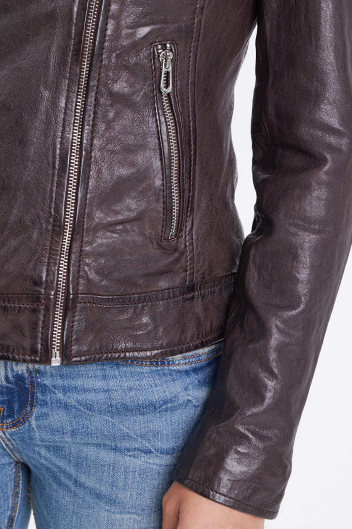 Biker Jacket-style jacket in washed and waxed leather - Image n°5