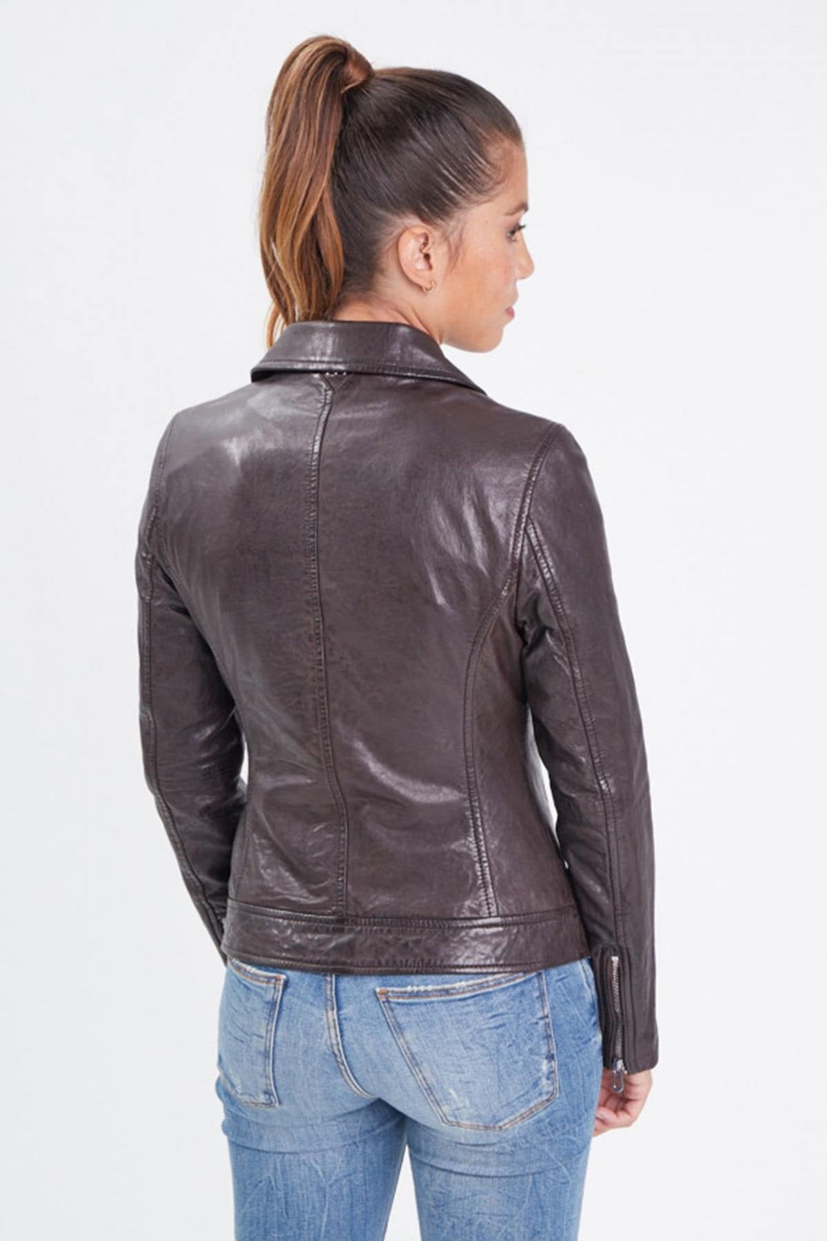 Biker Jacket-style jacket in washed and waxed leather - Image n°3